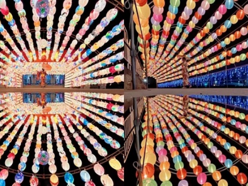 年節氣氛爆表！ 海線最強雙宮廟「彩色燈龍海」 超美鏡拍環狀倒影 實在太壯觀了
