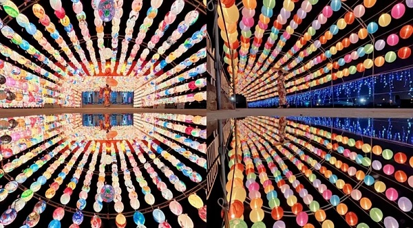 年節氣氛爆表！ 海線最強雙宮廟「彩色燈龍海」 超美鏡拍環狀倒影 實在太壯觀了